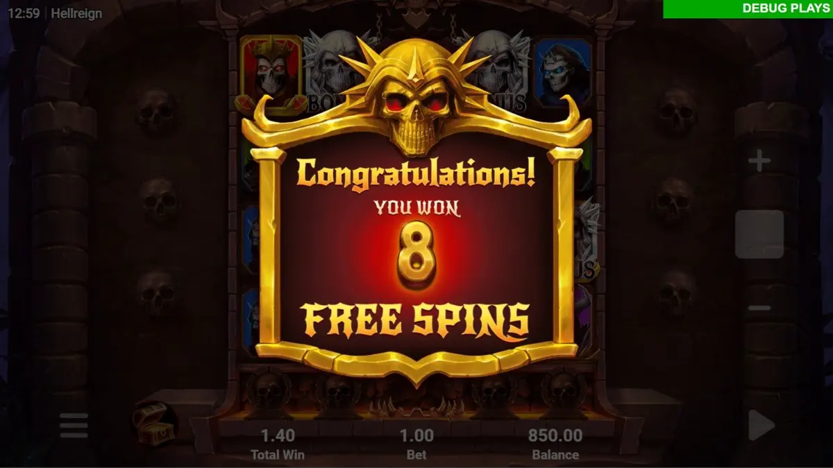 Tampilan visual gelap dan mencekam dari slot Hellregin Scatter Magnet
